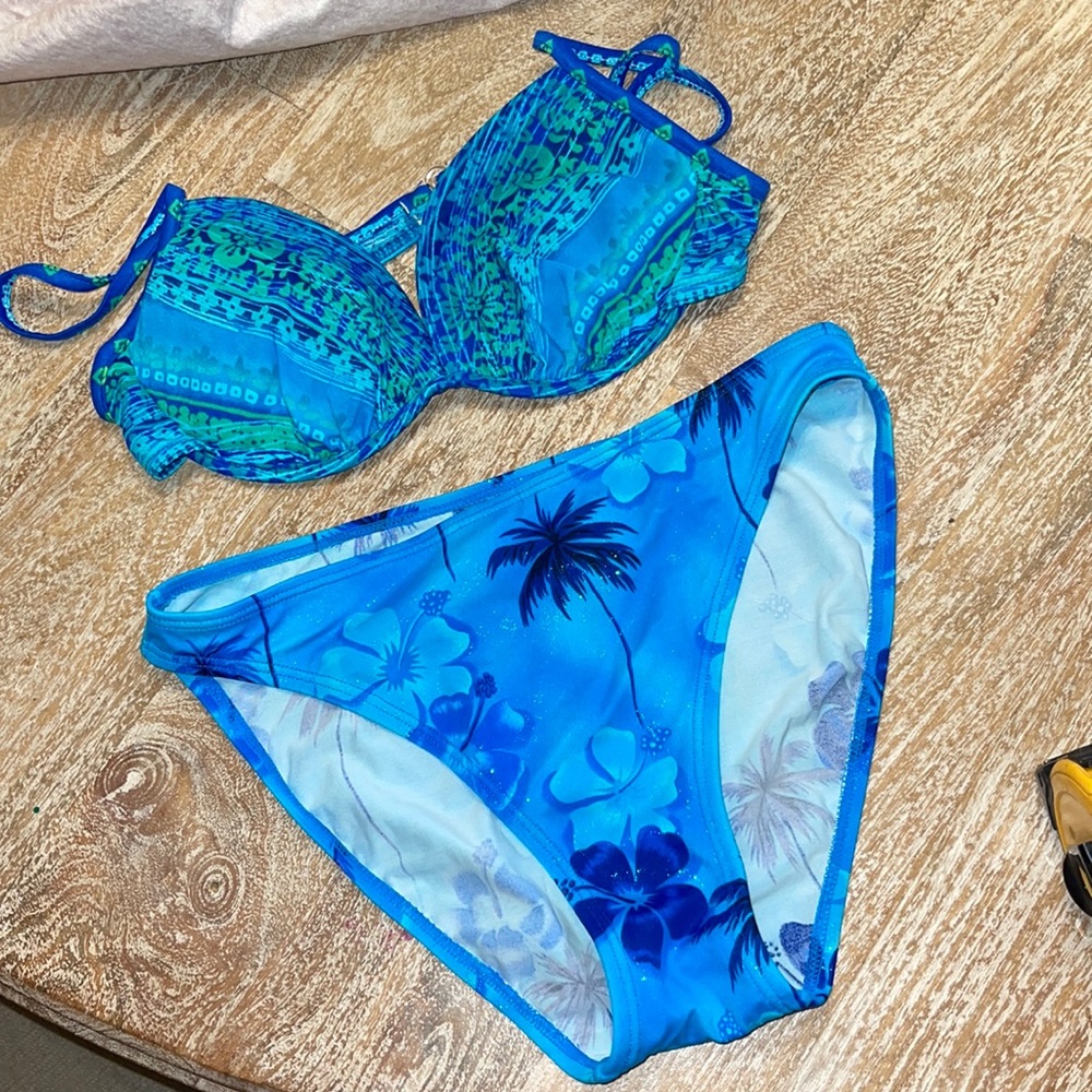 Vintage bikini 90s blue large